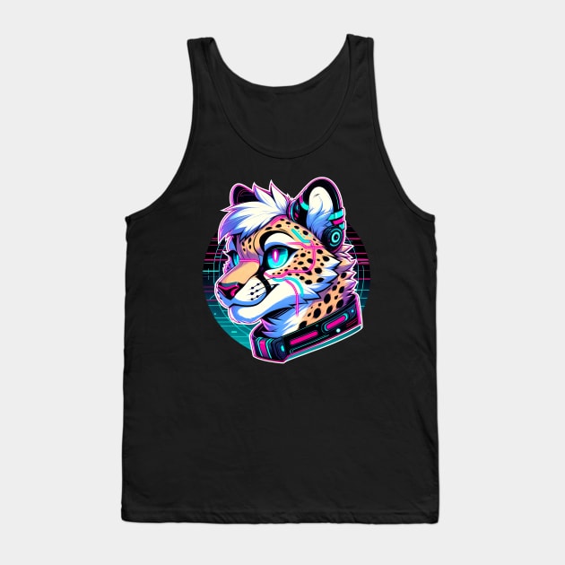 Cyberpunk Neon Furry Anthro Cheetah Tank Top by Blue Bull Bazaar